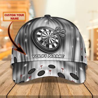 Custom Classic Cap Silver Hat Dart Player Gift - Personalized Name - Thegiftio UK