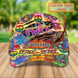 Custom Classic Peace Sign Cap - Personalized Name - Hh - Thegiftio UK