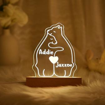 Personalized Bear Family Night Light Gift for Valentine's Day Family Home decoration - Monsterry CA