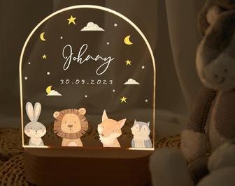 Personalized baby night light birth gift baby newborn gift with kids name bedside lamp - Monsterry CA