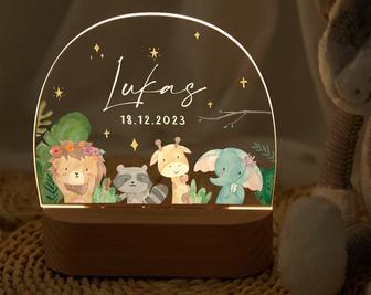 Baby night light with cute animals baby night lamp baby gift birth baby gift personalized - Monsterry DE