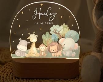 Personalized night light baby animal lamp baby gift birth easter and christening gift - Monsterry