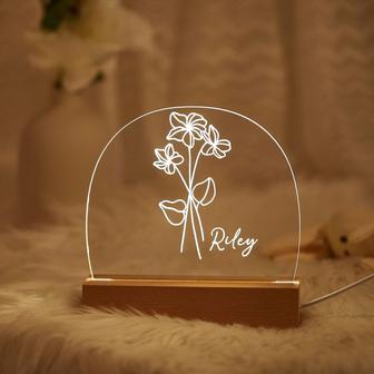 Custom Birth Flower Night Light Nursery Decor Personalized Bedroom Light Mother's day gift - Monsterry CA