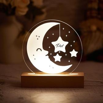 Custom Moon and Star Nightlight Personalized Clouds Night light With Name Baby Bedroom Night Light - Monsterry CA