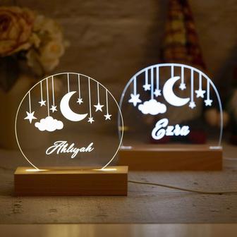 Custom Moon and Star Nightlight Personalized Clouds Night light With Name Baby Bedroom Night Light - Monsterry