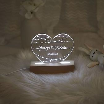 Custom Night Light with Anniversary Gift Valentine's Day Gift Gift for Him Engagement Gift - Monsterry CA