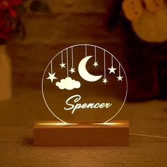 Custom Moon and Star Night light Personalized Clouds Night light With Name Baby Bedroom Night Light - Monsterry DE
