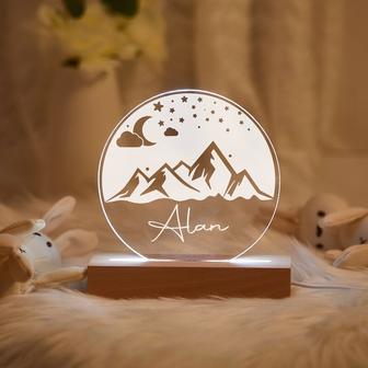 Mountain Sky Custom Name Night Light Nursery Room Boy Gift Girl Gift Personalized Bedroom Led Light - Monsterry DE