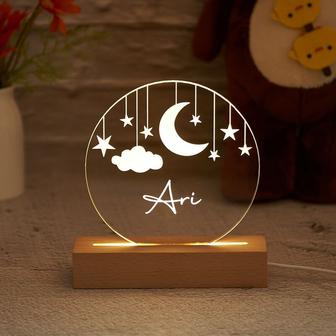 Custom Moon and Star Nightlight Personalized Clouds Night light With Name Baby Bedroom Night Light - Monsterry UK