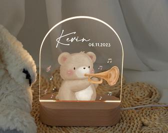 Personalized baby night light cute animal night lamp baby gift birth baby gift personalized - Monsterry UK