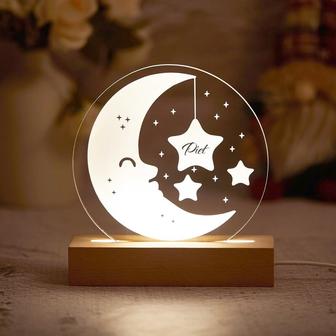 Custom Moon and Star Nightlight Personalized Clouds Night light With Name Baby Bedroom Night Light - Monsterry AU