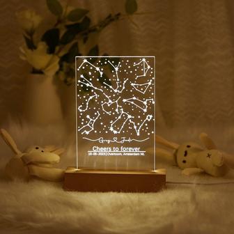 Star Map on Night Light - Custom Star Chart Gift for Couples - Personalized Constellation Chart Night Lamp - Gift for Boyfriend - Monsterry AU