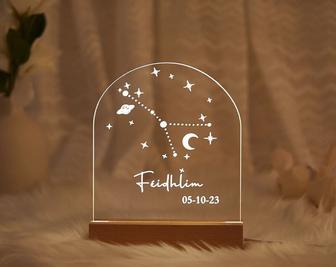 Zodiac Gift Custom Name Night Light Personalized Birth Month Flower Gifts for Mom - Monsterry CA