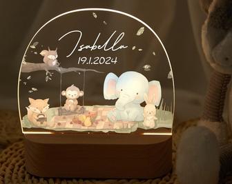 Personalized baby night light easter gift animal lamp baby gift birth christening gift - Monsterry AU