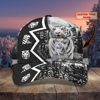 Custom White Tiger Cap - Personalized Classic Hat - Thegiftio UK