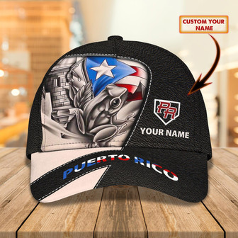 Custom Classic Cap Puerto Rico Flag Personalized Name Hat - Thegiftio UK