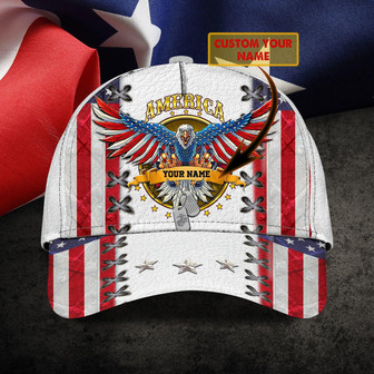Classic Personalized Name Cap American Eagle Cap Of July Gift - Thegiftio
