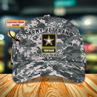 Custom Army Veteran Cap - Personalized Name Option - Thegiftio