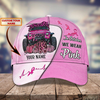 Custom Classic Cap - Personalized Breast Cancer Awareness Cap - Thegiftio UK