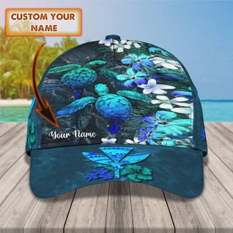 Custom Classic Cap - Personalized Kanaka Maoli Turtle Design - Thegiftio UK