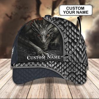 Custom Classic Cap - Personalized Name - Black Dragon Design - Thegiftio UK