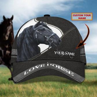 Custom Classic Cap - Personalized Name - Black Horse Design - Thegiftio UK
