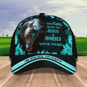 Custom Classic Cap - Personalized Name Cap - Jesus And Horses Design - Thegiftio UK