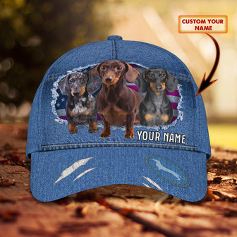 Custom Classic Cap - Personalized Name - Dachshund Design - Thegiftio