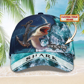 Custom Classic Cap - Personalized Name - Shark Design - Thegiftio