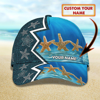 Custom Classic Cap - Personalized Name - Starfish Design - Thegiftio UK