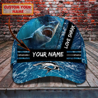 Custom Classic Cap - Personalized Shark Name Hat - Thegiftio