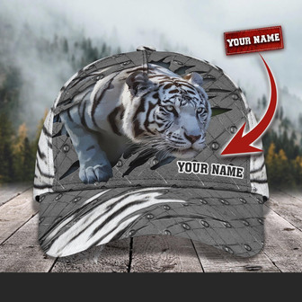 Custom Classic Cap - Personalized White Tiger Name Hat - Thegiftio UK