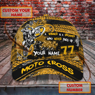 Custom Classic Motocross Cap - Personalized Name Cap - Thegiftio UK
