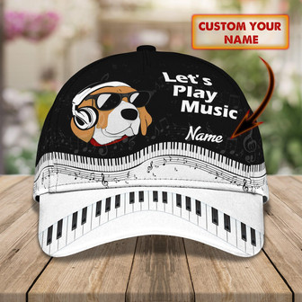 Custom Classic Personalized Beagle Piano Name Cap - Thegiftio UK