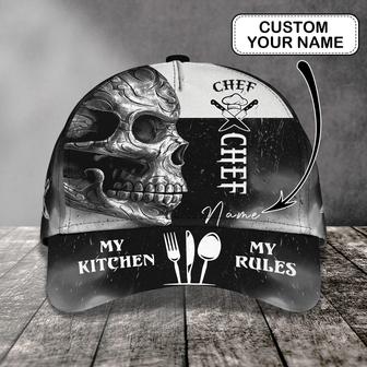 Custom Classic Skull Chef Personalized Name Cap - Thegiftio UK
