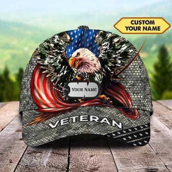 Custom Name American Eagle Classic Cap Personalized Hat Gift for Veteran Unique Patriotic gift - Thegiftio UK