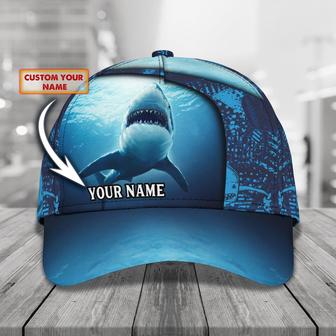 Custom Name Shark Classic Cap - Personalized Hat Gift for Shark Lover - Thegiftio UK