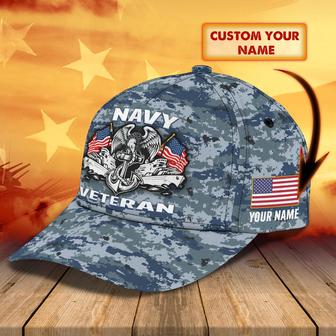 Custom Navy Veteran Classic Cap - Personalized - Thegiftio UK