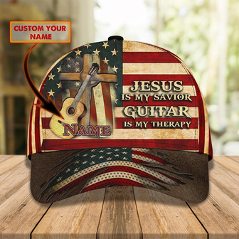 Custom Personalized Jesus Guitar Therapy Cap - Classic Design - Thegiftio
