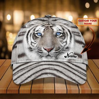 Custom White Tiger Cap - Personalized Classic Name Hat - Thegiftio UK