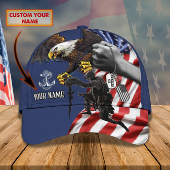 Customized Navy Veteran Cap - Thegiftio UK