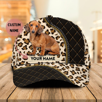 Dachshund Leopard Print Classic Cap - Personalized - Thegiftio