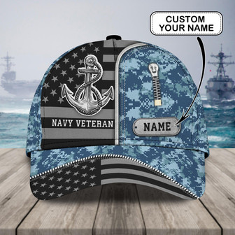 Navy Veteran Personalized Name Cap - Thegiftio UK