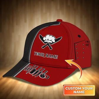 Personalized Chef Cap - Custom Classic Black & Red Name Cap - Thegiftio UK