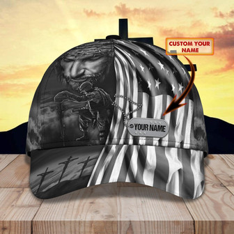 Personalized Custom Classic Cap - Jesus And Veteran Design - Thegiftio
