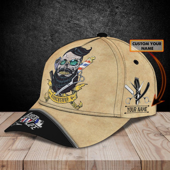 Personalized Name Cap - Custom Classic Barber Skull Design - Thegiftio UK