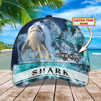 Custom Classic Cap With Personalized Name Shark Hat - Thegiftio