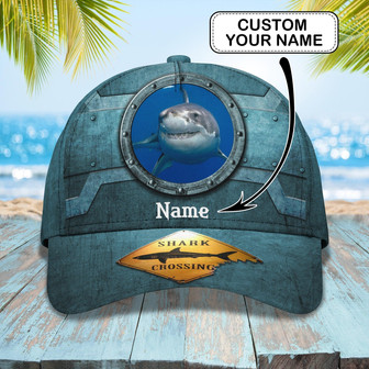 Personalized Shark Crossing Custom Classic Cap - Thegiftio