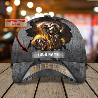 Personalized Skull Biker Cap - Custom Classic Style - Thegiftio UK