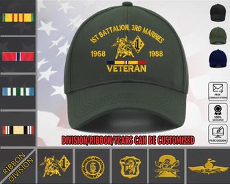 1St Battalion 3Rd Marines Custom Embroidered Veteran Hat - Monsterry